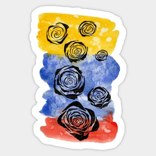 Abstract Primary Roses Sticker